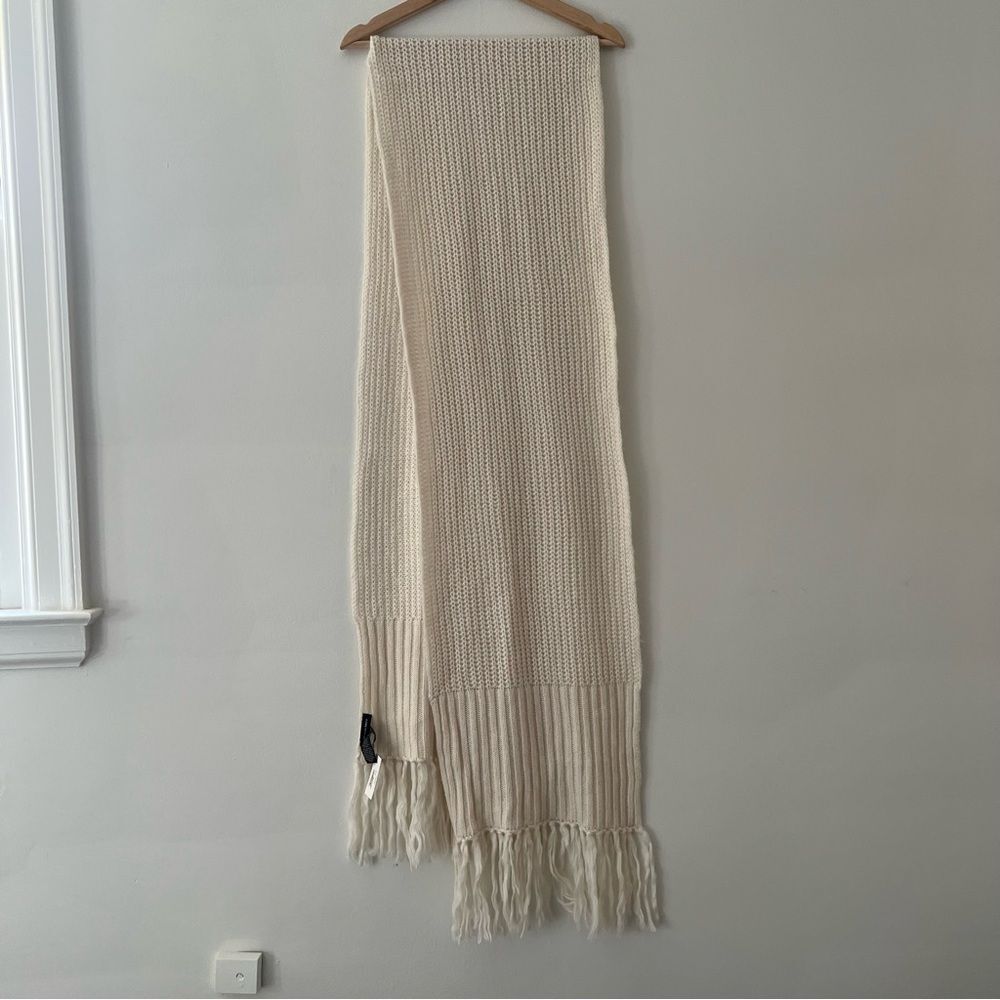 Something Navy NWT Scarf Oversized Cream Fringe Cozy Apres Ski Snow Bunny
